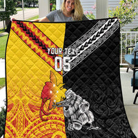 New Zealand And Papua New Guinea Rugby Custom Quilt Maori Kiwi With Bird of Paradise LT05 Black - Polynesian Pride