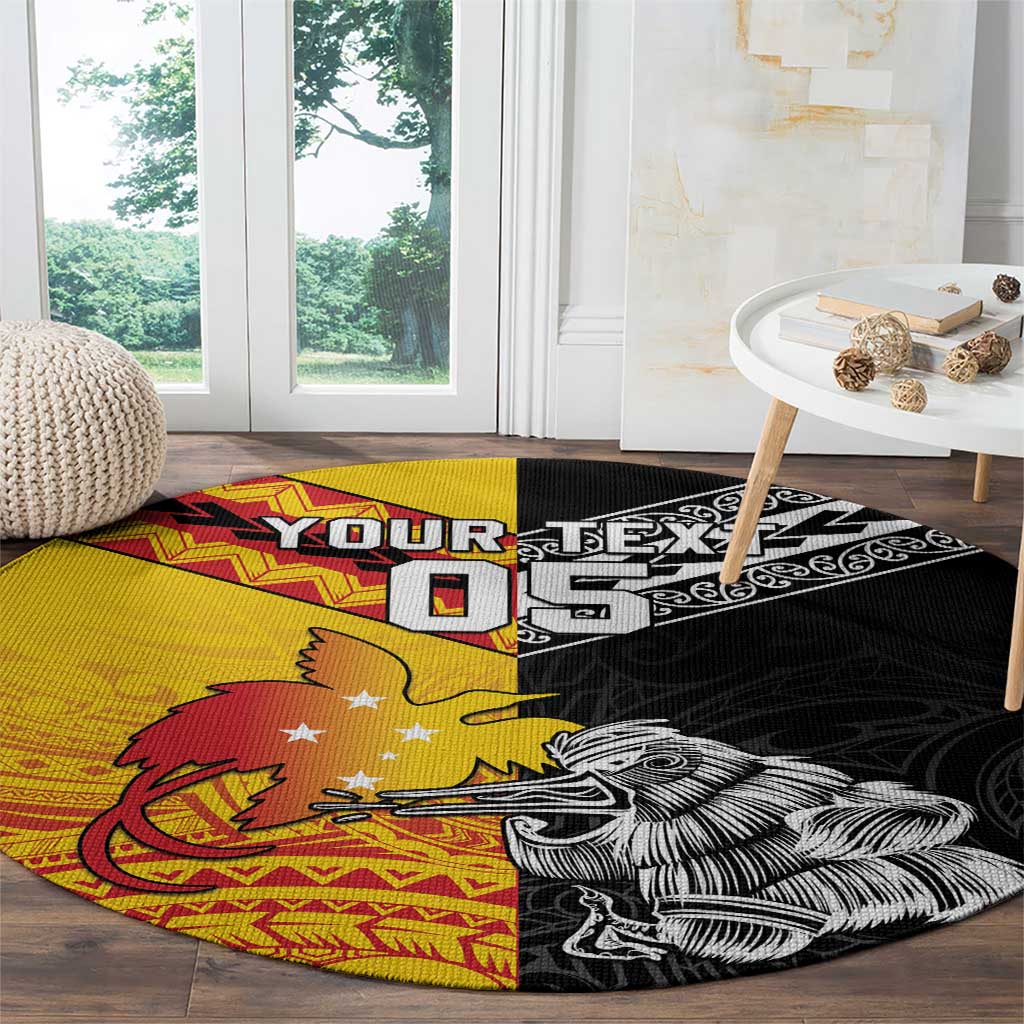 New Zealand And Papua New Guinea Rugby Custom Round Carpet Maori Kiwi With Bird of Paradise LT05 - Polynesian Pride