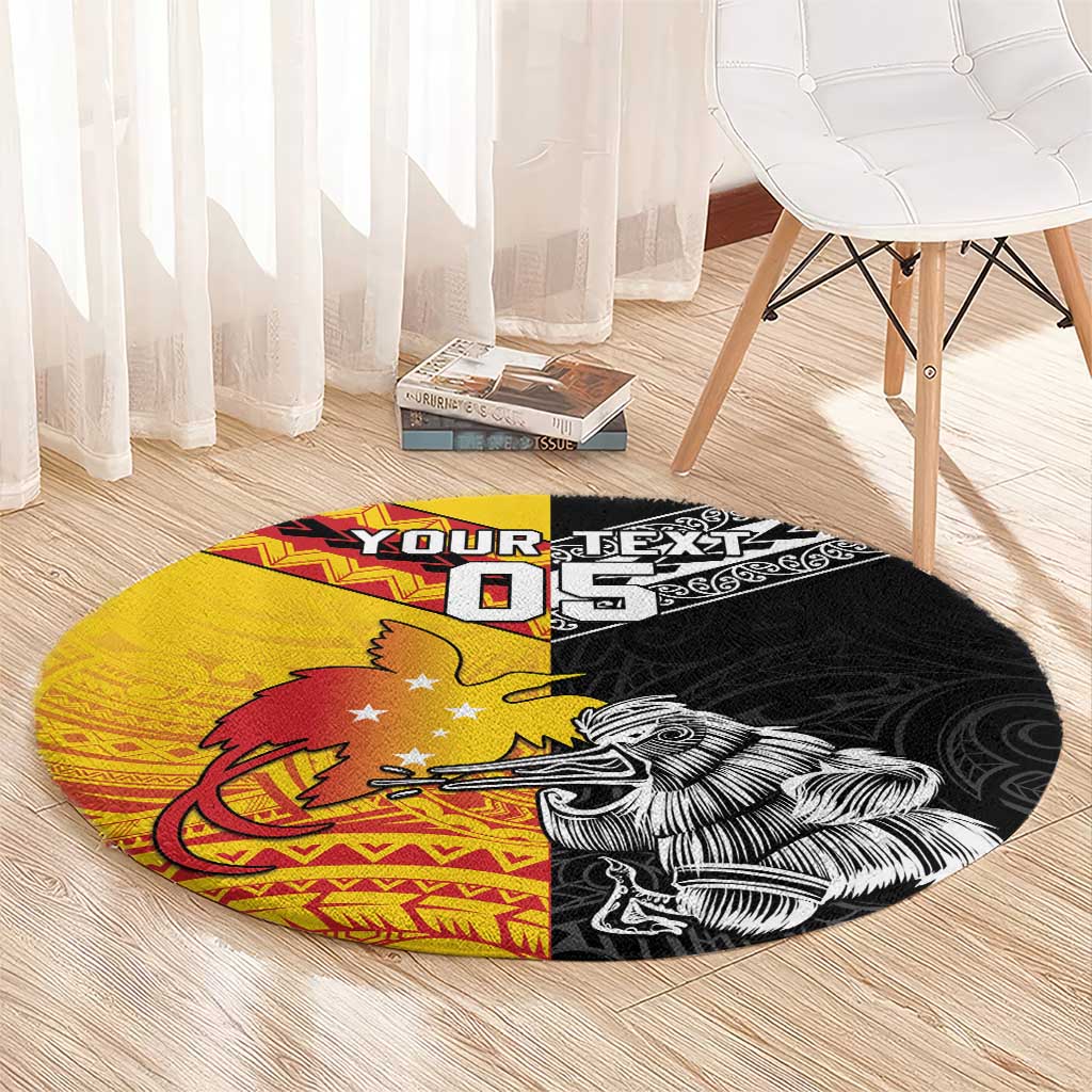 New Zealand And Papua New Guinea Rugby Custom Round Carpet Maori Kiwi With Bird of Paradise LT05 - Polynesian Pride