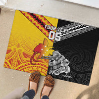 New Zealand And Papua New Guinea Rugby Custom Rubber Doormat Maori Kiwi With Bird of Paradise LT05 - Polynesian Pride