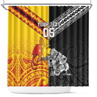 New Zealand And Papua New Guinea Rugby Custom Shower Curtain Maori Kiwi With Bird of Paradise LT05 Black - Polynesian Pride
