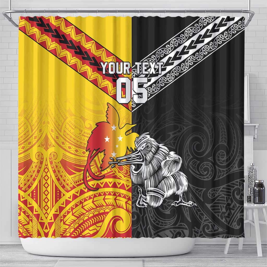 New Zealand And Papua New Guinea Rugby Custom Shower Curtain Maori Kiwi With Bird of Paradise LT05 - Polynesian Pride