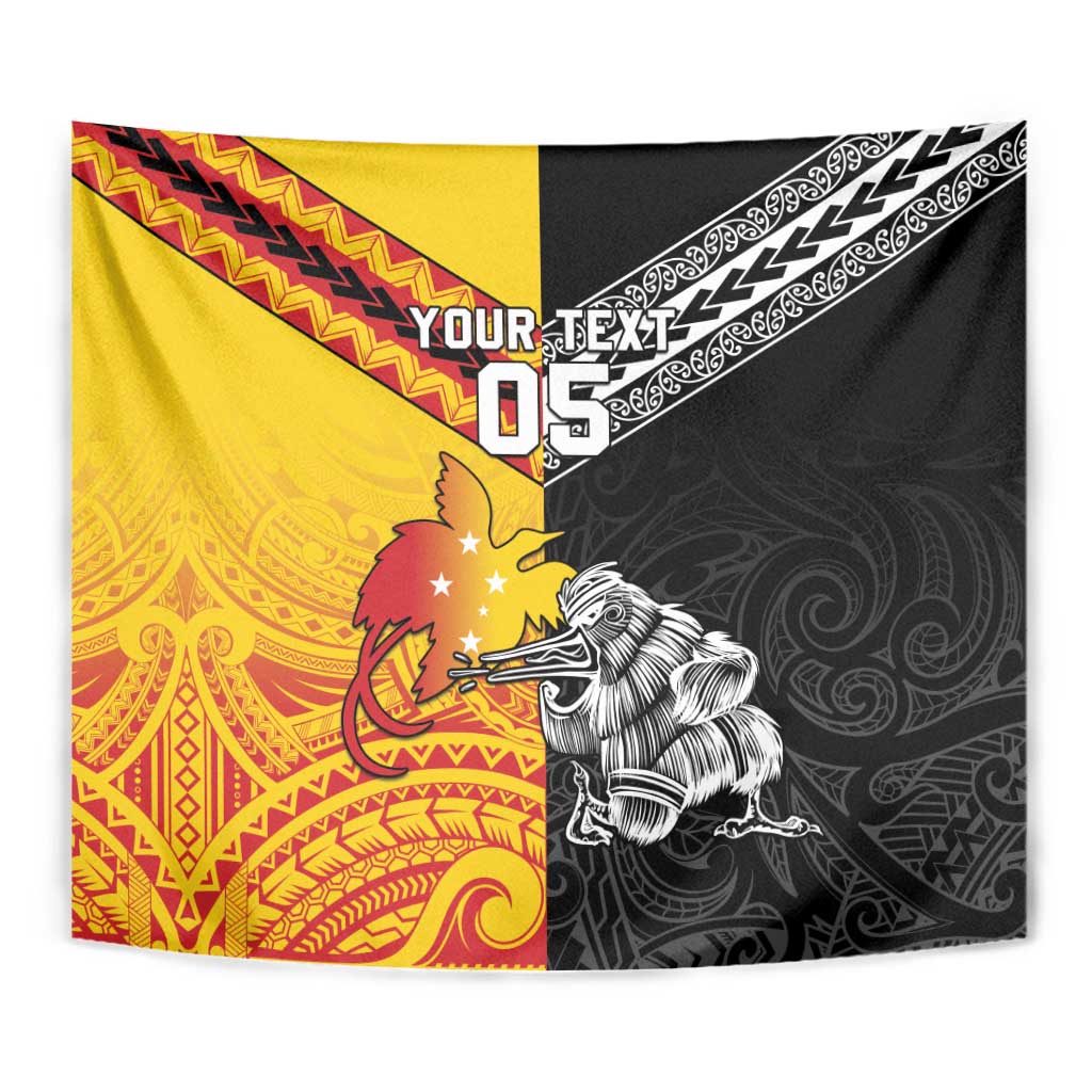 New Zealand And Papua New Guinea Rugby Custom Tapestry Maori Kiwi With Bird of Paradise LT05 - Polynesian Pride