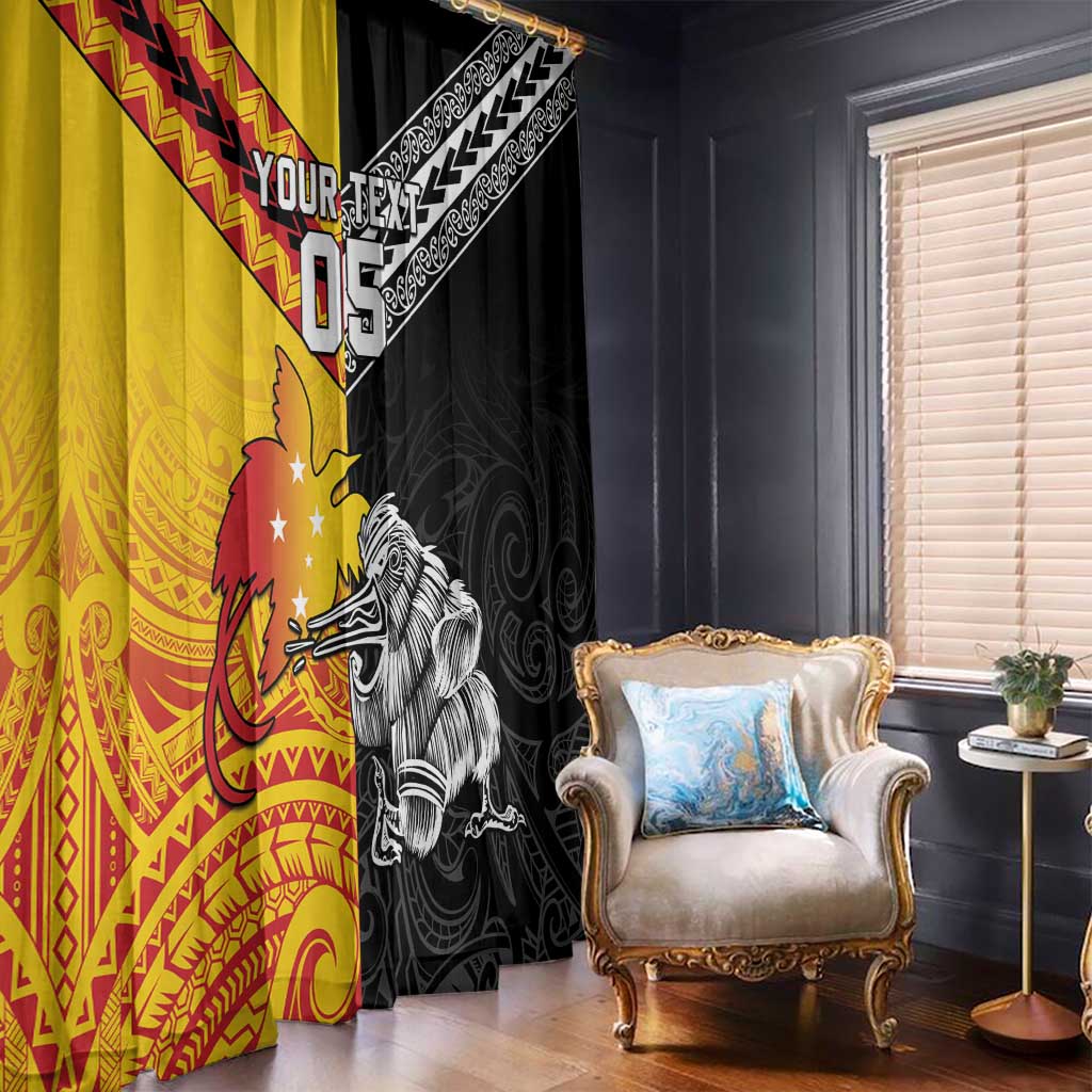 New Zealand And Papua New Guinea Rugby Custom Window Curtain Maori Kiwi With Bird of Paradise LT05 - Polynesian Pride