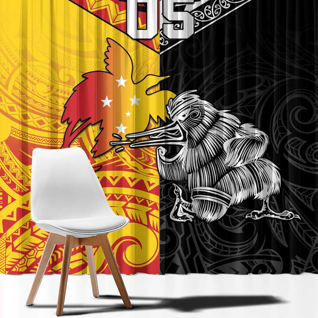 New Zealand And Papua New Guinea Rugby Custom Window Curtain Maori Kiwi With Bird of Paradise LT05 - Polynesian Pride