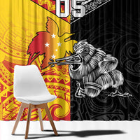 New Zealand And Papua New Guinea Rugby Custom Window Curtain Maori Kiwi With Bird of Paradise LT05 - Polynesian Pride