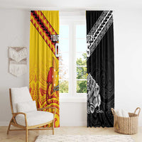 New Zealand And Papua New Guinea Rugby Custom Window Curtain Maori Kiwi With Bird of Paradise LT05 - Polynesian Pride