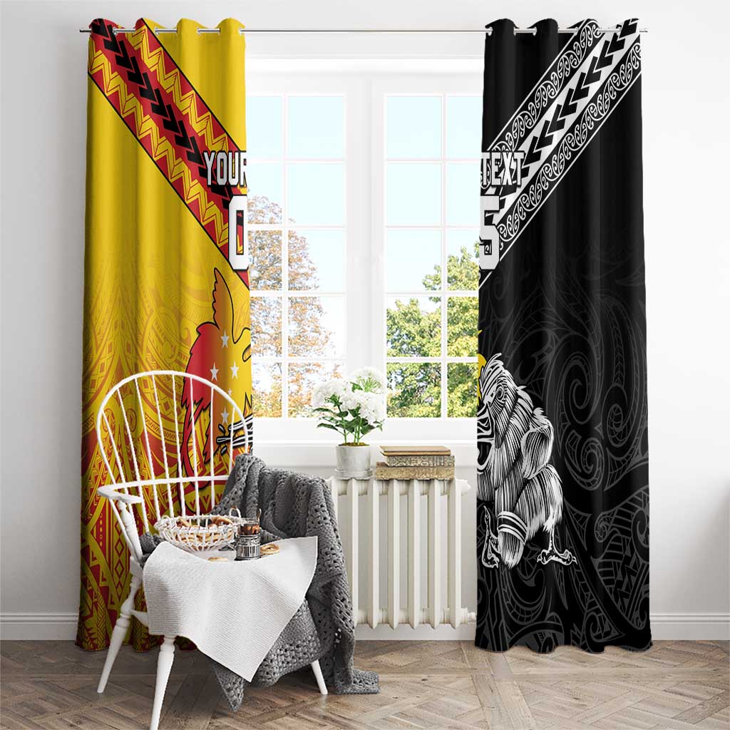 New Zealand And Papua New Guinea Rugby Custom Window Curtain Maori Kiwi With Bird of Paradise LT05 - Polynesian Pride