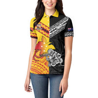 New Zealand And Papua New Guinea Rugby Custom Women Polo Shirt Maori Kiwi With Bird of Paradise LT05 - Polynesian Pride