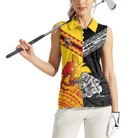 New Zealand And Papua New Guinea Rugby Custom Women Sleeveless Polo Shirt Maori Kiwi With Bird of Paradise LT05 - Polynesian Pride