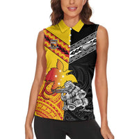 New Zealand And Papua New Guinea Rugby Custom Women Sleeveless Polo Shirt Maori Kiwi With Bird of Paradise LT05 - Polynesian Pride