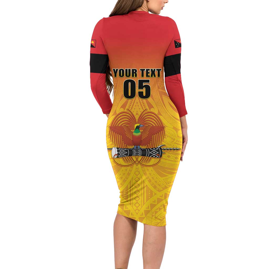 Papua New Guinea Rugby Custom Family Matching Long Sleeve Bodycon Dress and Hawaiian Shirt Go Orchids Pacific Champions LT05 - Polynesian Pride