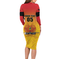 Papua New Guinea Rugby Custom Family Matching Long Sleeve Bodycon Dress and Hawaiian Shirt Go Orchids Pacific Champions LT05 - Polynesian Pride