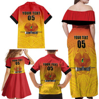 Papua New Guinea Rugby Custom Family Matching Off Shoulder Maxi Dress and Hawaiian Shirt Go Orchids Pacific Champions LT05 - Polynesian Pride