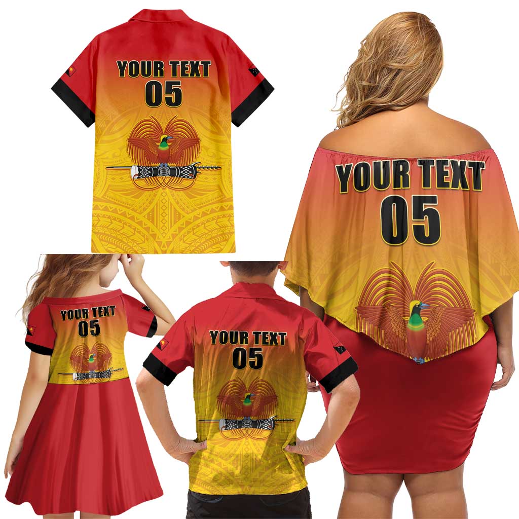 Papua New Guinea Rugby Custom Family Matching Off Shoulder Short Dress and Hawaiian Shirt Go Orchids Pacific Champions LT05 - Polynesian Pride