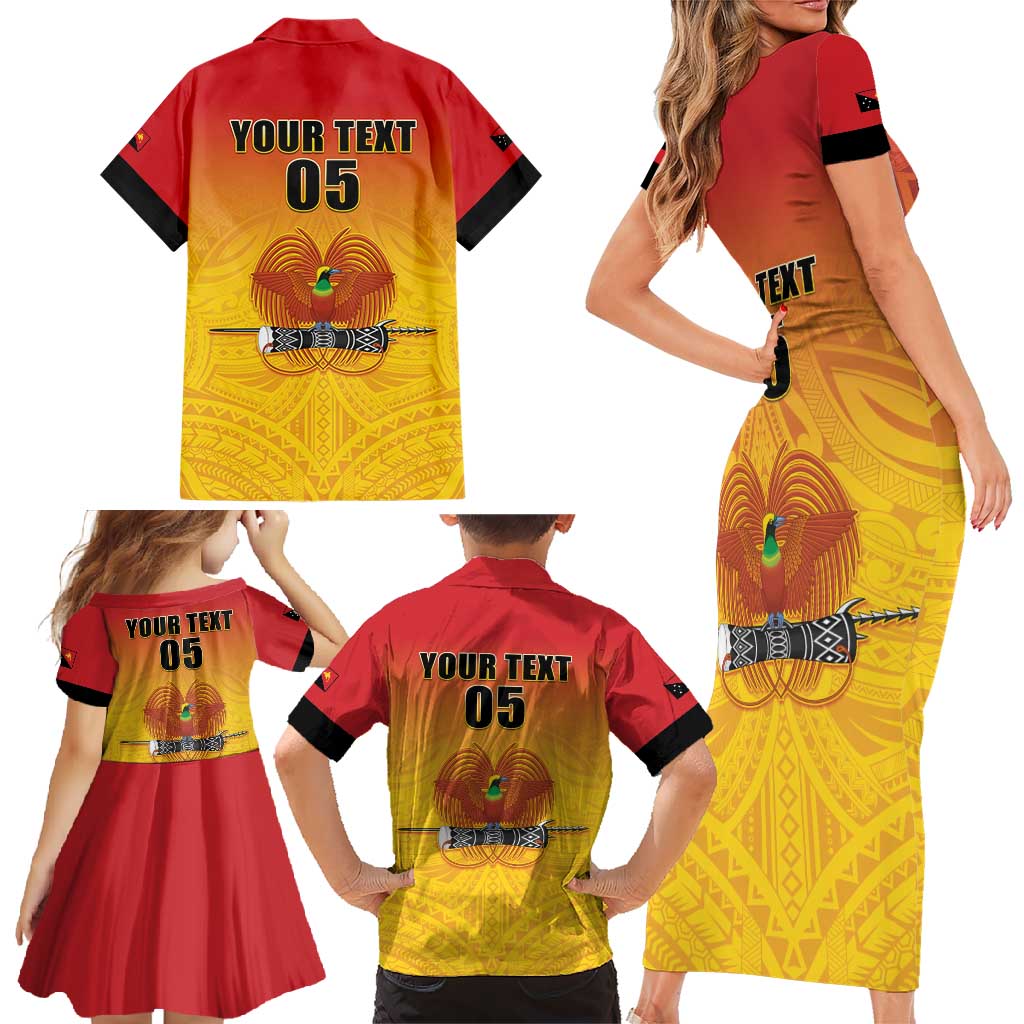 Papua New Guinea Rugby Custom Family Matching Short Sleeve Bodycon Dress and Hawaiian Shirt Go Orchids Pacific Champions LT05 - Polynesian Pride