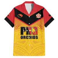 Papua New Guinea Rugby Custom Family Matching Summer Maxi Dress and Hawaiian Shirt Go Orchids Pacific Champions LT05 Dad's Shirt - Short Sleeve Yellow - Polynesian Pride