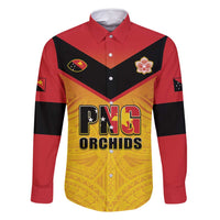 Papua New Guinea Rugby Custom Family Matching Summer Maxi Dress and Hawaiian Shirt Go Orchids Pacific Champions LT05 Dad's Shirt - Long Sleeve Yellow - Polynesian Pride