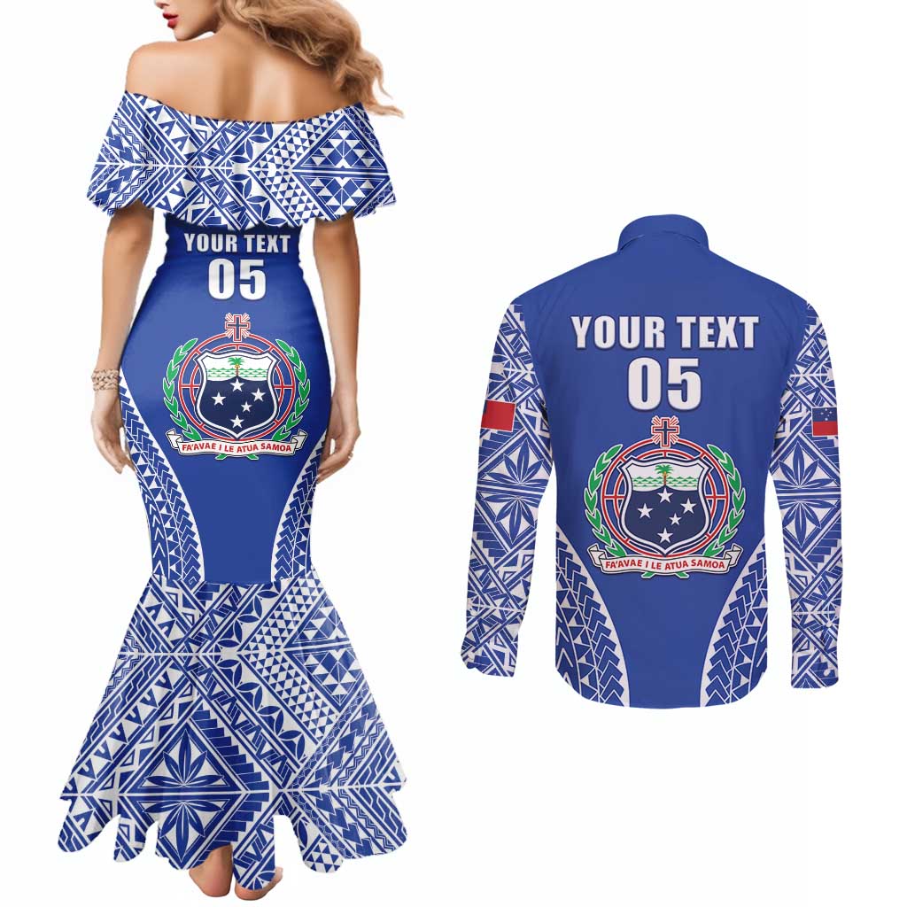 Fetu Samoa Rugby Custom Couples Matching Mermaid Dress and Long Sleeve Button Shirt Go Champions