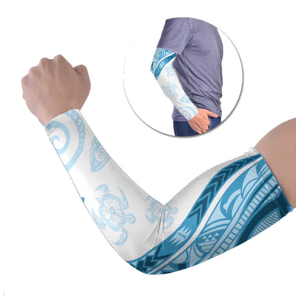 Blue Polynesian Tribal Turtle Floral Pattern Arm Sleeves LT05 Set of 2 Blue - Polynesian Pride