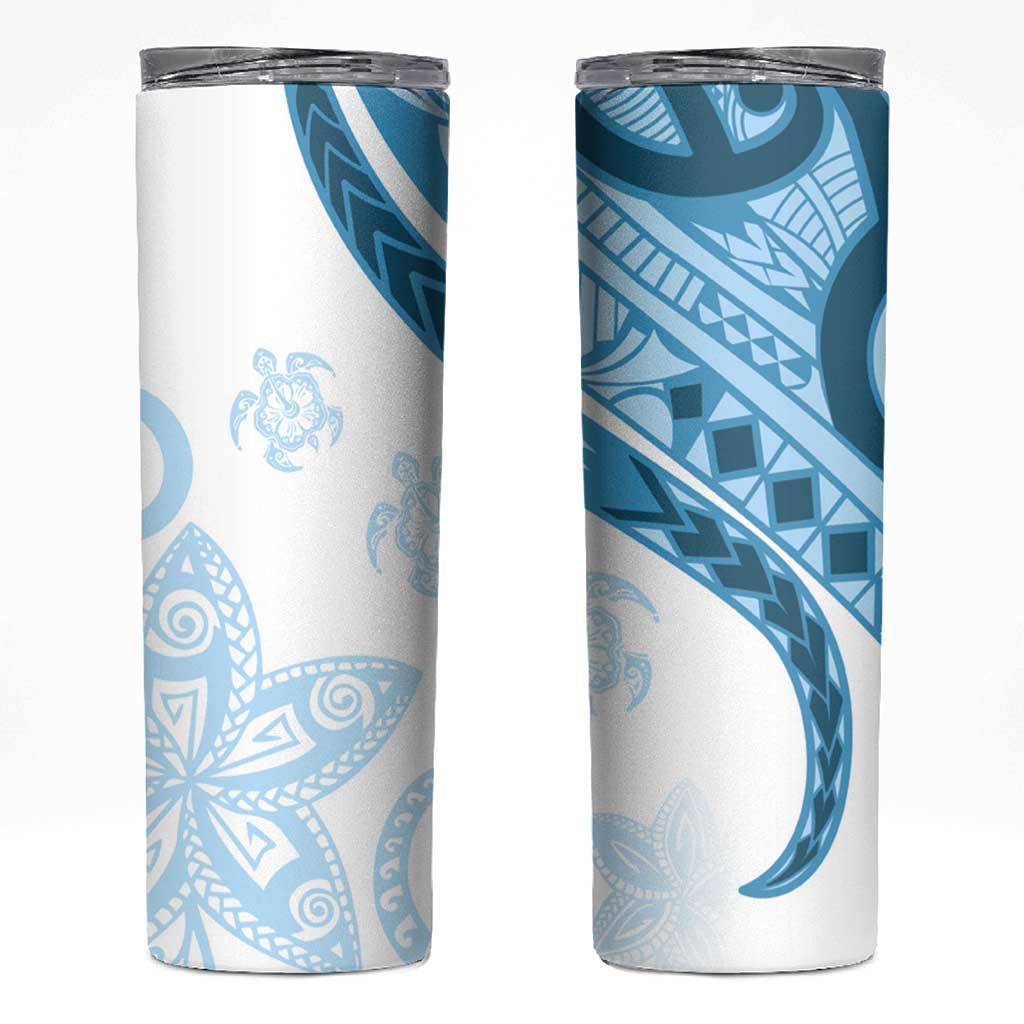 Blue Polynesian Tribal Turtle Floral Pattern Skinny Tumbler LT05 Blue - Polynesian Pride