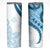 Blue Polynesian Tribal Turtle Floral Pattern Skinny Tumbler