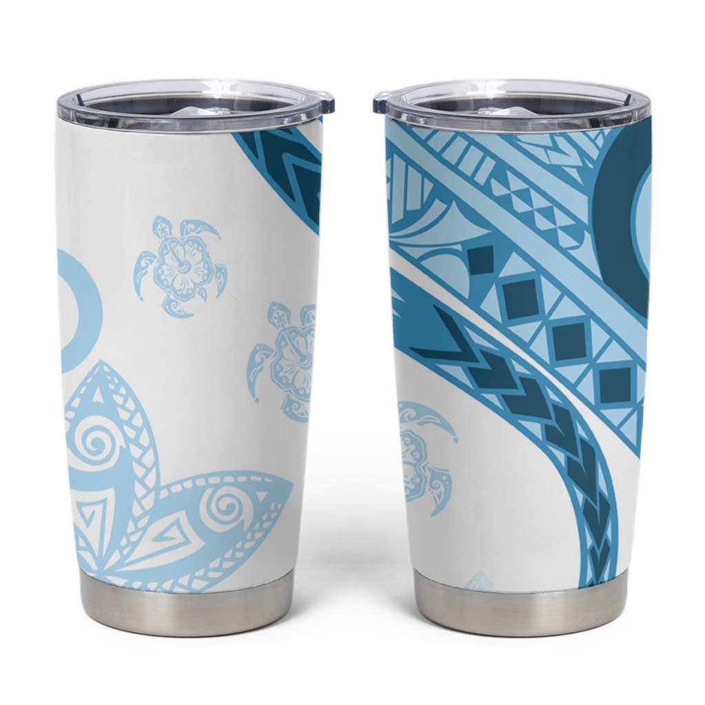 Blue Polynesian Tribal Turtle Floral Pattern Tumbler Cup LT05 Blue - Polynesian Pride