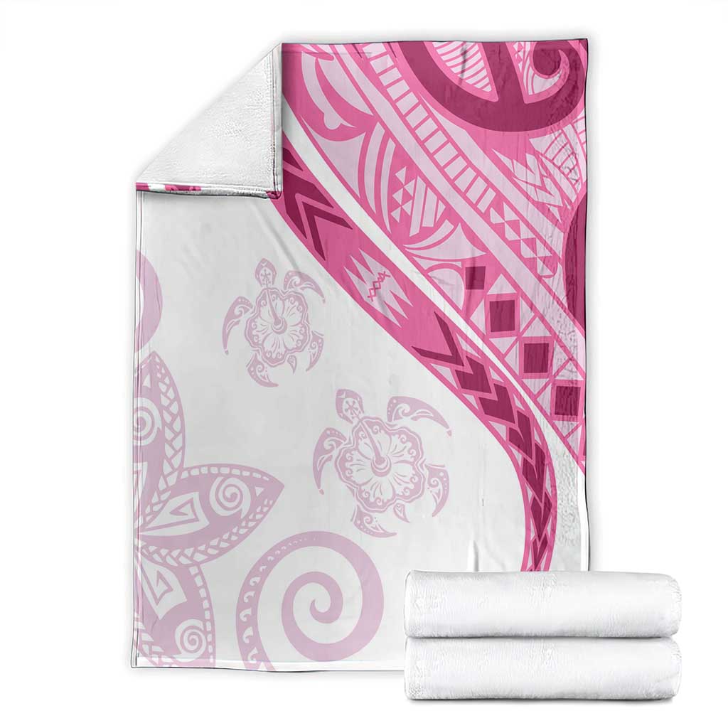 Rose Pink Polynesian Tribal Turtle Floral Pattern Blanket
