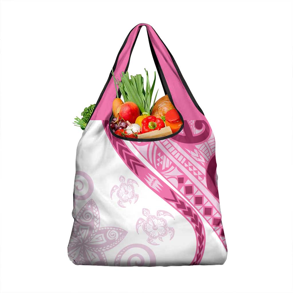 Rose Pink Polynesian Tribal Turtle Floral Pattern Grocery Bag LT05 1-pack One Size Pink - Polynesian Pride