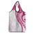 Rose Pink Polynesian Tribal Turtle Floral Pattern Grocery Bag