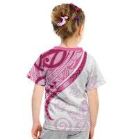 Rose Pink Polynesian Tribal Turtle Floral Pattern Kid T Shirt