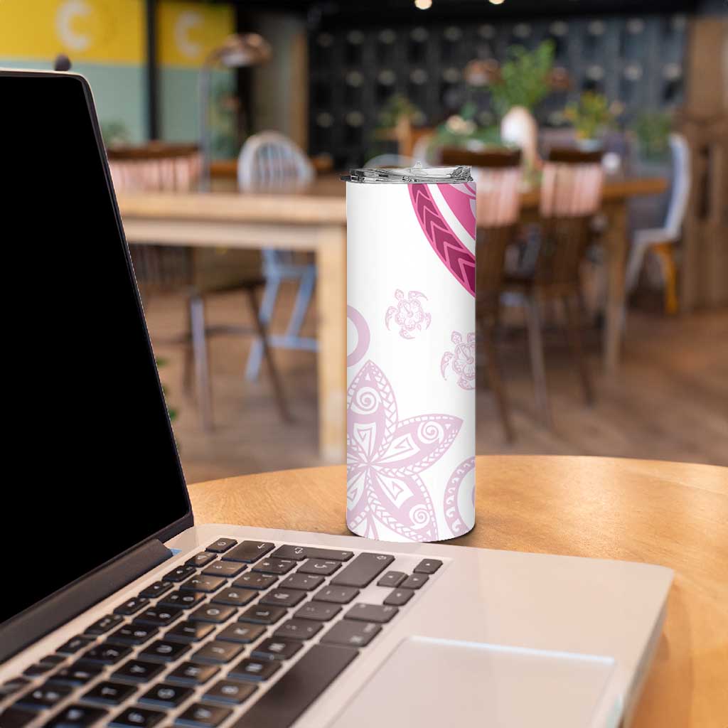 Rose Pink Polynesian Tribal Turtle Floral Pattern Skinny Tumbler