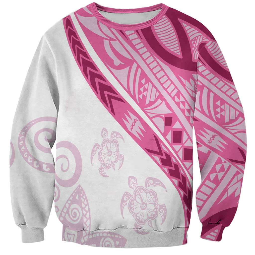 Rose Pink Polynesian Tribal Turtle Floral Pattern Sweatshirt