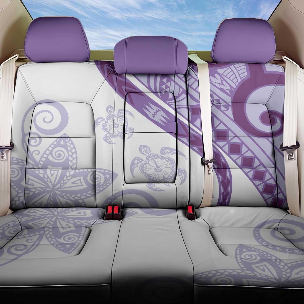 Purple Polynesian Tribal Turtle Floral Pattern Back Car Seat Cover LT05 One Size Purple - Polynesian Pride