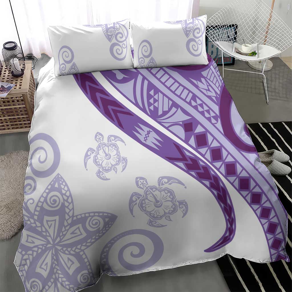Purple Polynesian Tribal Turtle Floral Pattern Bedding Set