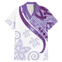 Purple Polynesian Tribal Turtle Floral Pattern Family Matching Mermaid Dress and Hawaiian Shirt