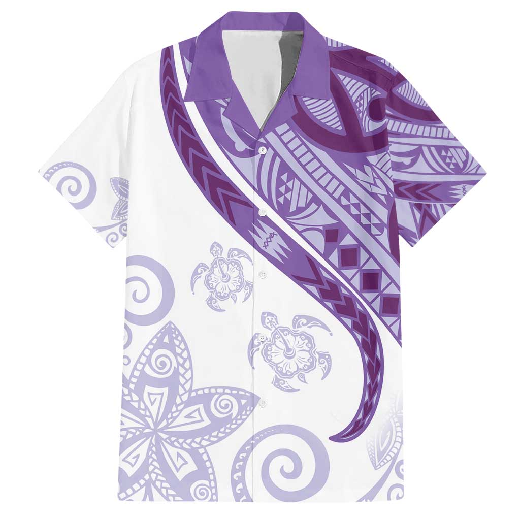 Purple Polynesian Tribal Turtle Floral Pattern Family Matching Short Sleeve Bodycon Dress and Hawaiian Shirt LT05 Dad's Shirt - Short Sleeve Purple - Polynesian Pride