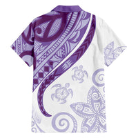 Purple Polynesian Tribal Turtle Floral Pattern Family Matching Tank Maxi Dress and Hawaiian Shirt