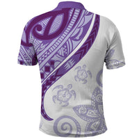 Purple Polynesian Tribal Turtle Floral Pattern Polo Shirt