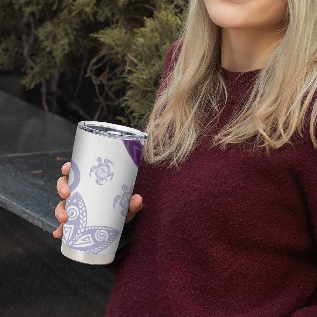 Purple Polynesian Tribal Turtle Floral Pattern Tumbler Cup