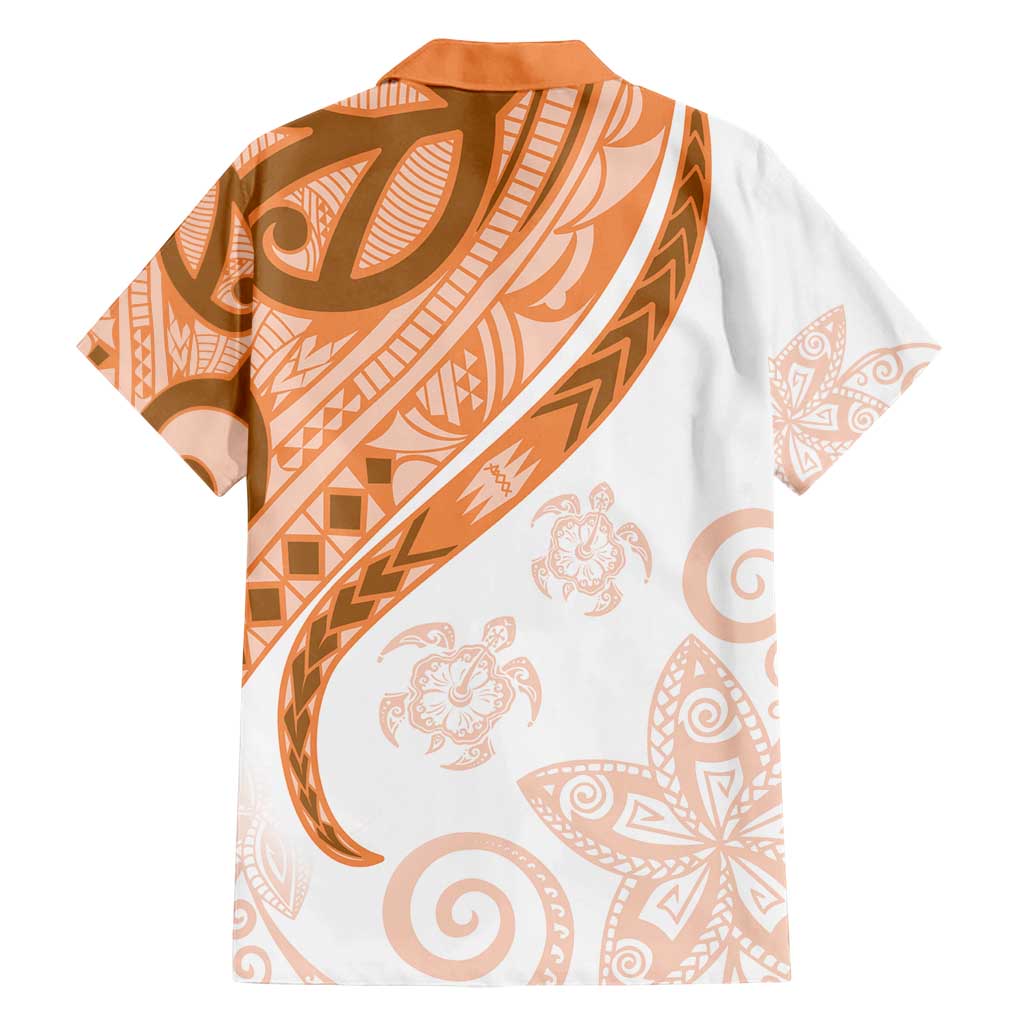 Orange Polynesian Tribal Turtle Floral Pattern Family Matching Summer Maxi Dress and Hawaiian Shirt LT05 - Polynesian Pride