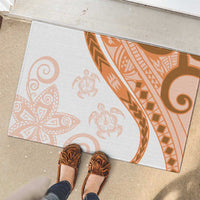 Orange Polynesian Tribal Turtle Floral Pattern Rubber Doormat