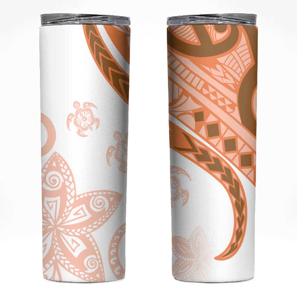 Orange Polynesian Tribal Turtle Floral Pattern Skinny Tumbler LT05 Orange - Polynesian Pride