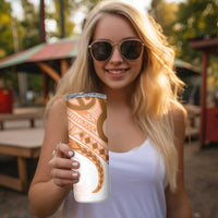 Orange Polynesian Tribal Turtle Floral Pattern Skinny Tumbler