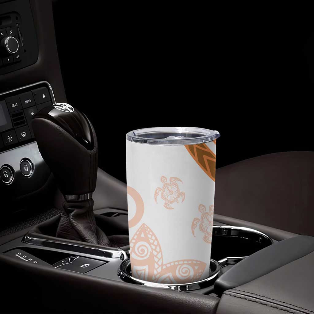 Orange Polynesian Tribal Turtle Floral Pattern Tumbler Cup