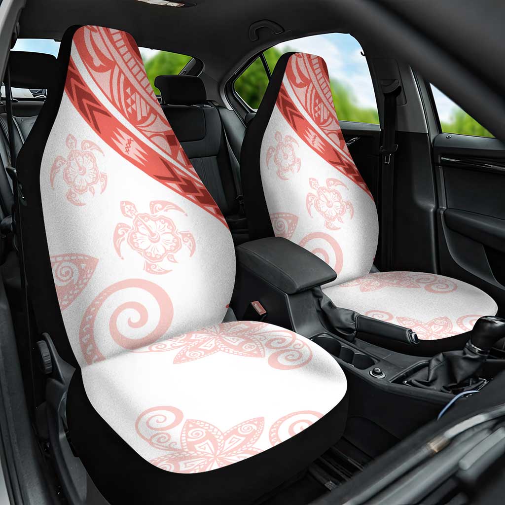Coral Red Polynesian Tribal Turtle Floral Pattern Car Seat Cover LT05 One Size Red - Polynesian Pride