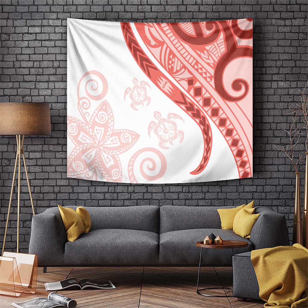 Coral Red Polynesian Tribal Turtle Floral Pattern Tapestry LT05 Red - Polynesian Pride
