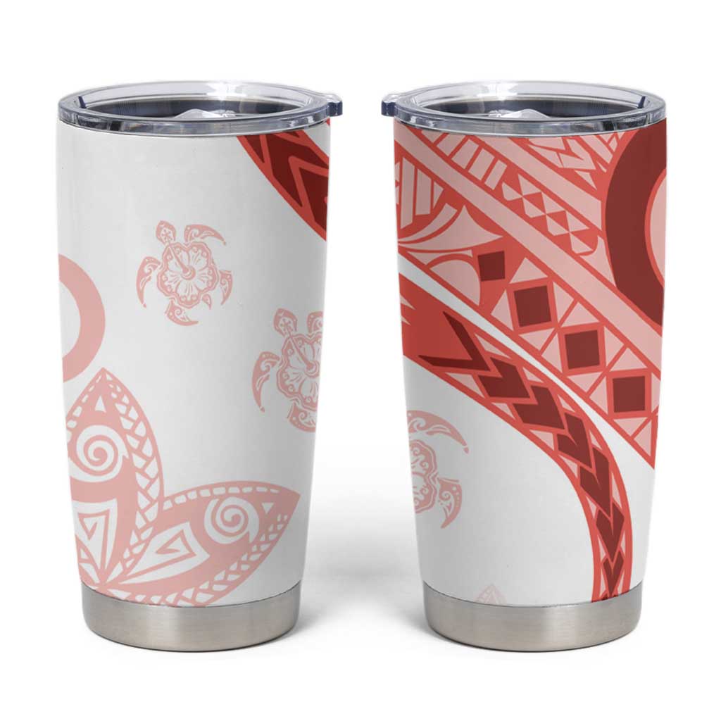 Coral Red Polynesian Tribal Turtle Floral Pattern Tumbler Cup LT05 Red - Polynesian Pride