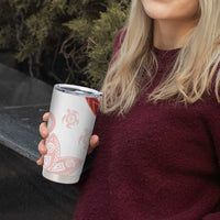 Coral Red Polynesian Tribal Turtle Floral Pattern Tumbler Cup