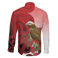 New Zealand Parrot Kaka Family Matching Off The Shoulder Long Sleeve Dress and Hawaiian Shirt Maori Koru With Pohutukawa Flowers LT05 - Polynesian Pride